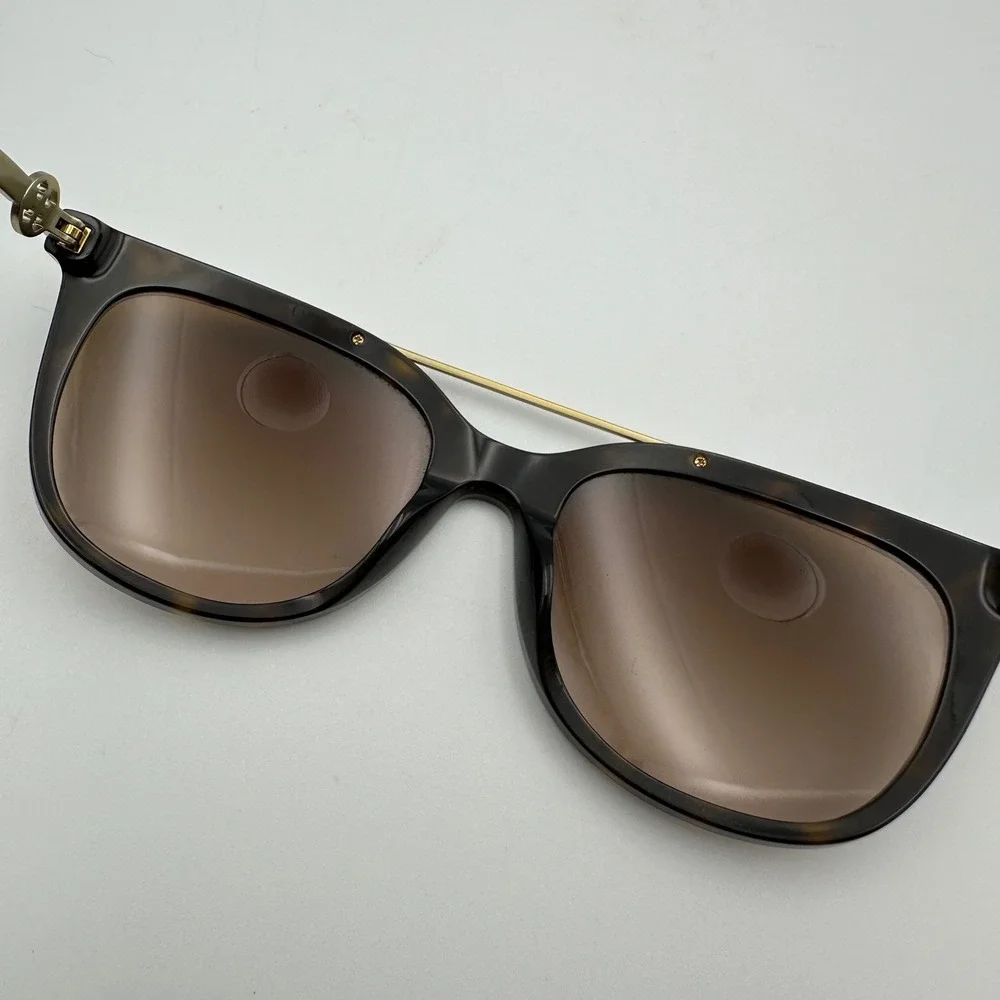 Tory Burch Gradient Sunglasses Womens Tortoise TY7147 Double Bridge Gold Logo - Picture 12 of 14